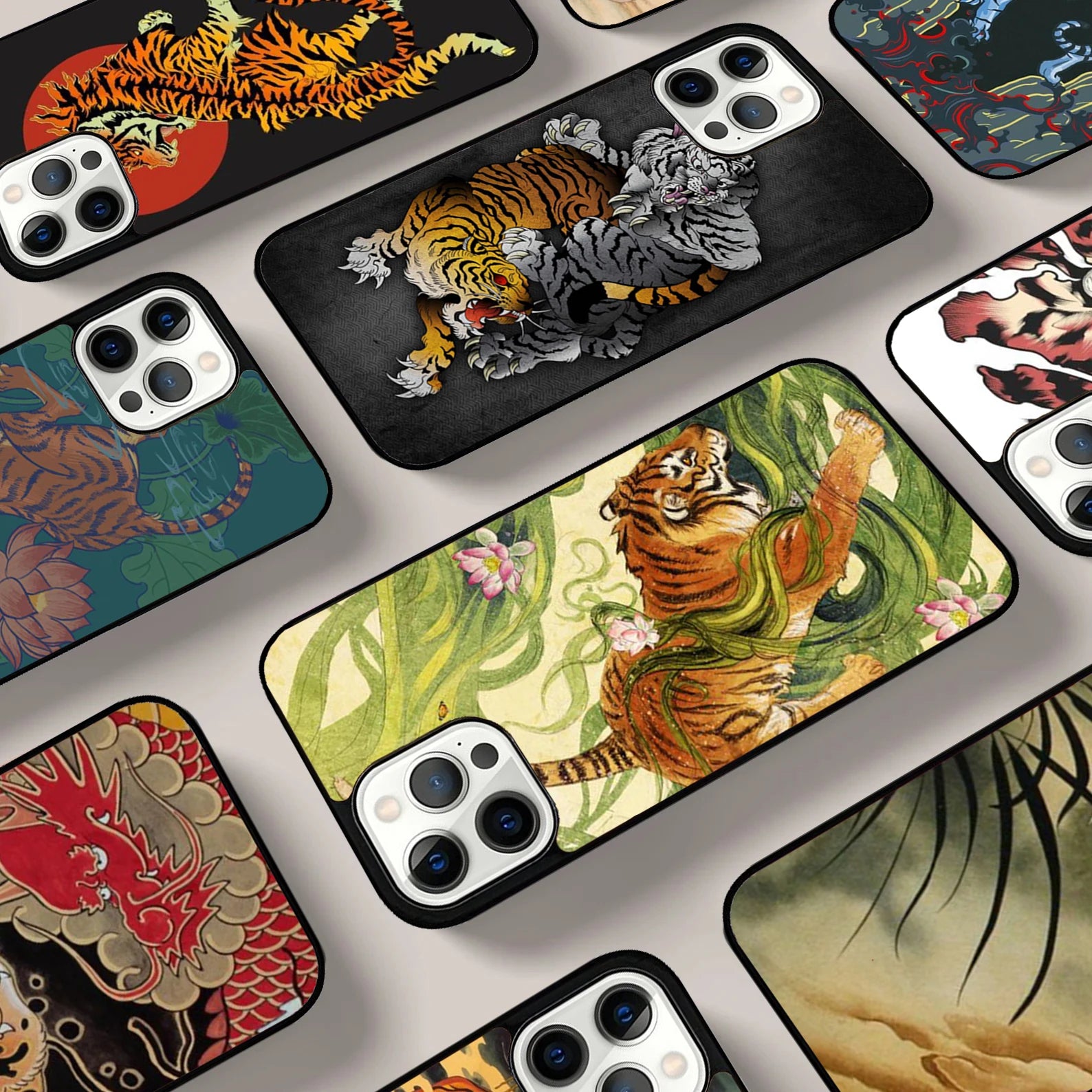 Japanese Tiger Phone Case For iPhone 17 Air 16 15 14 13 12 11 Pro Max Max Plus Bumper Case Cover